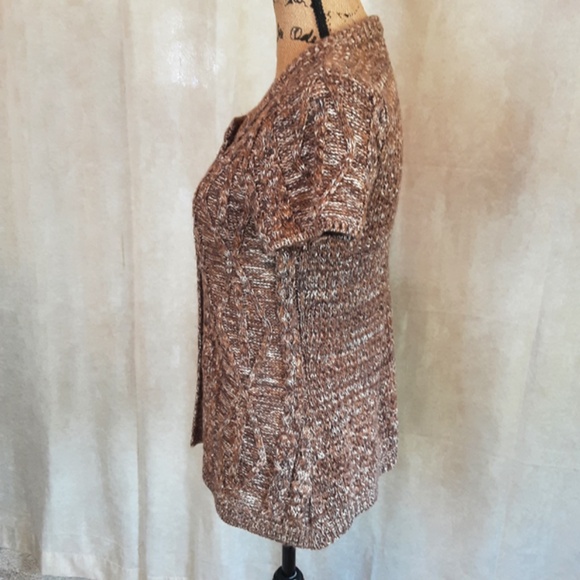 Dressbarn Brown Knit Button Short Sleeve Cardigan Size M - Picture 3 of 13